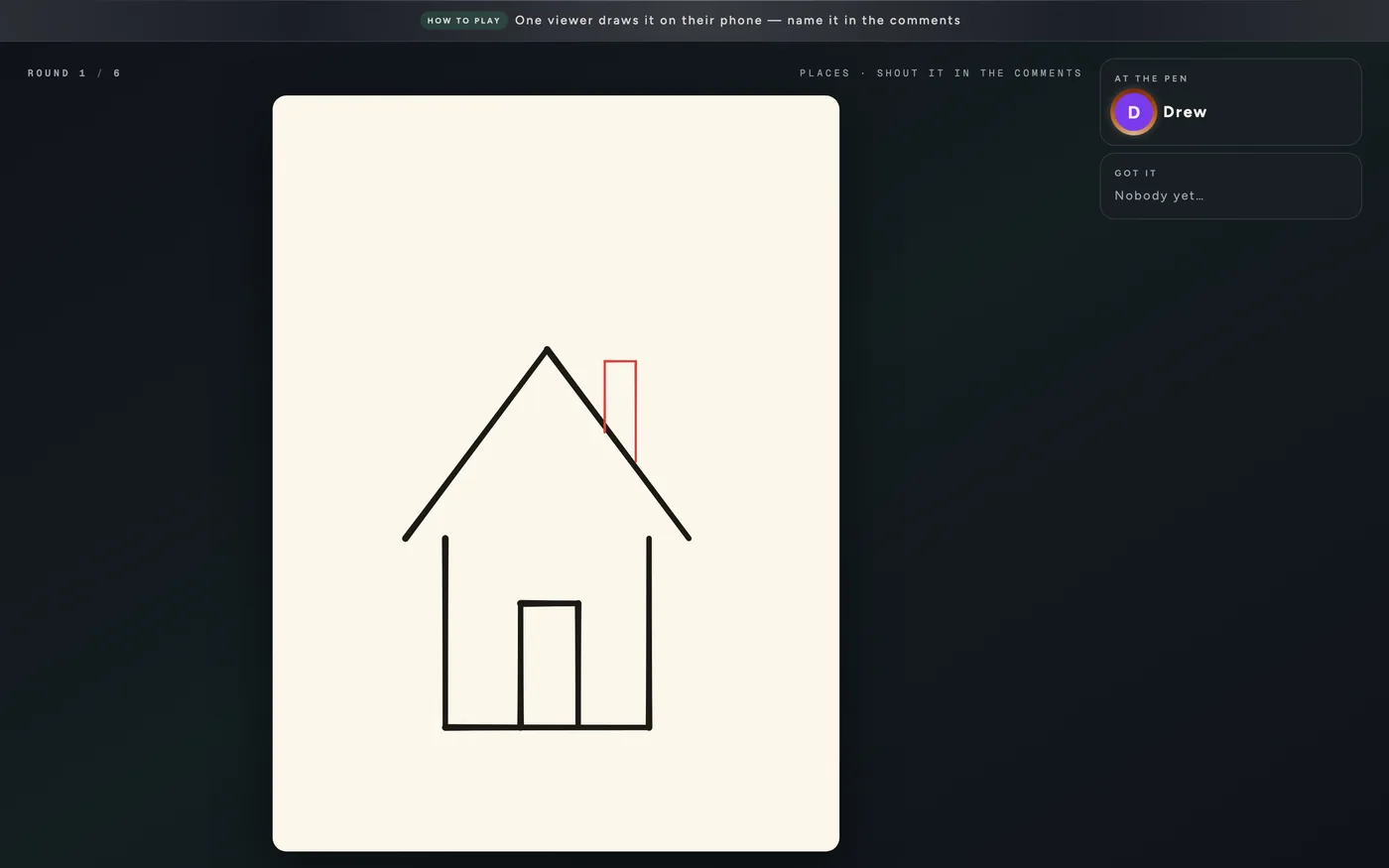 The Chatvas stage mid-round during a live stream