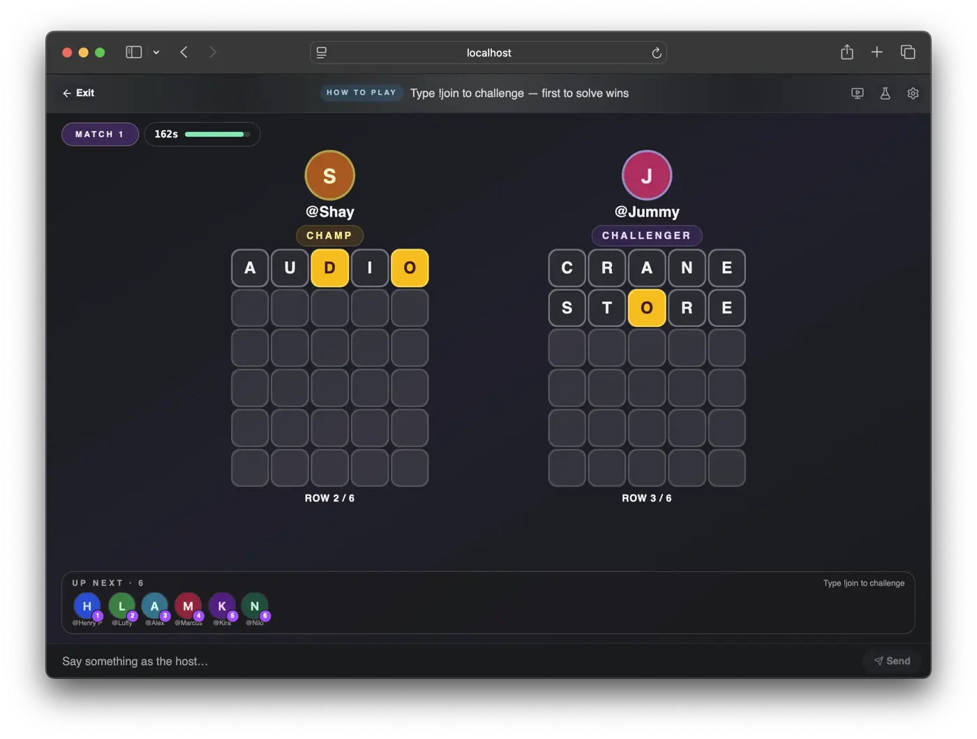 The Pairdle stage mid-round during a live stream