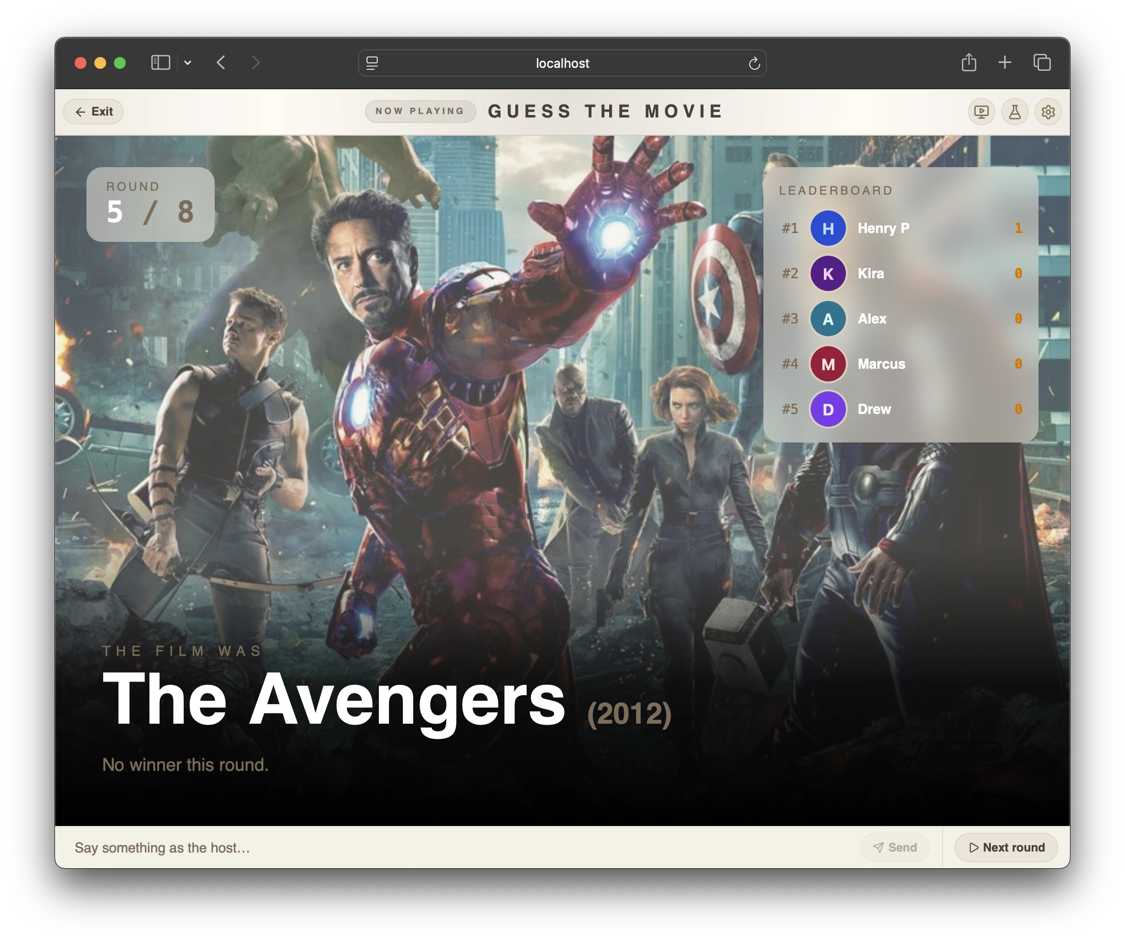 Guess the Movie — a LiveHub chat game running during a stream