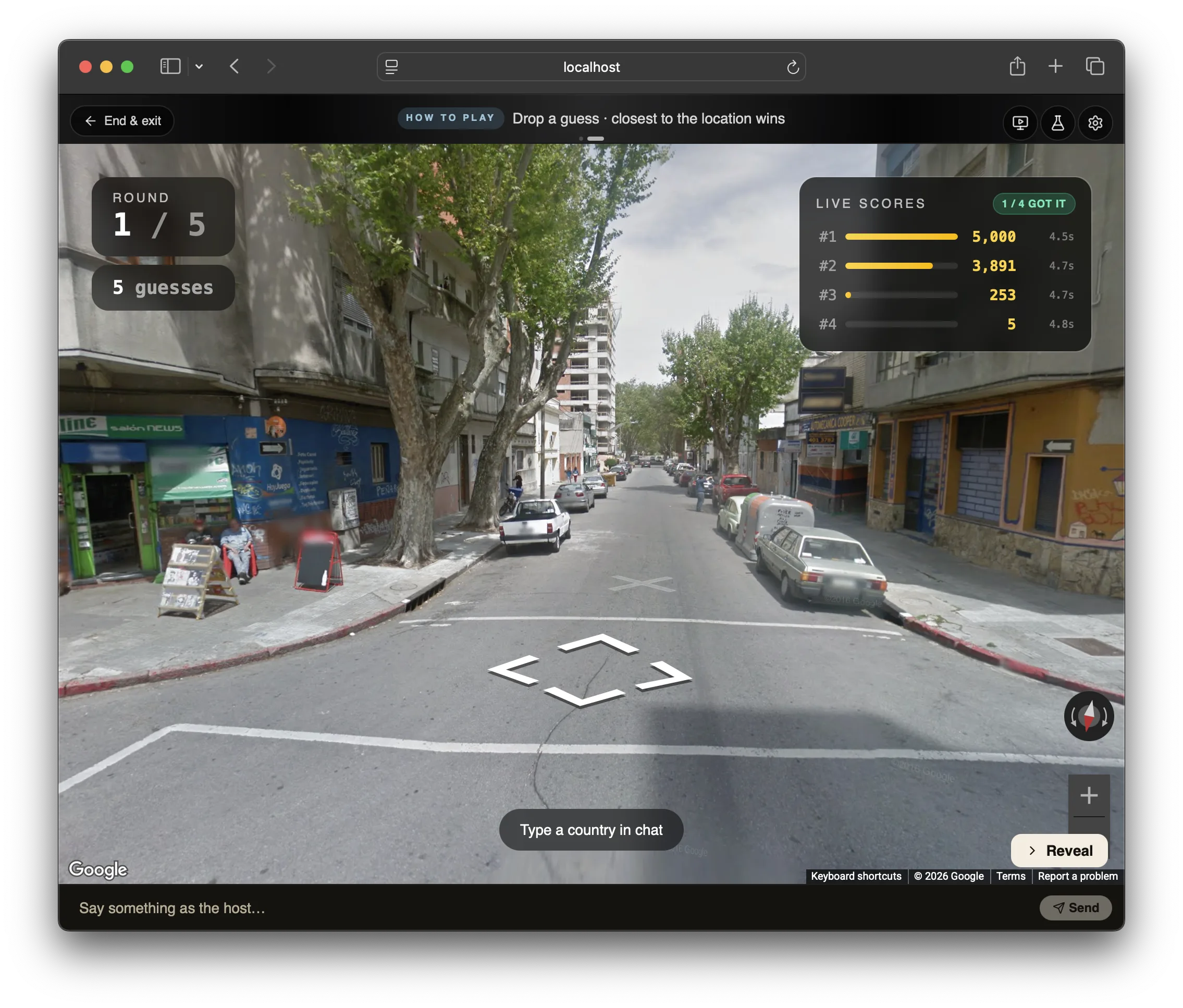 LiveLocator — a LiveHub chat game running during a stream